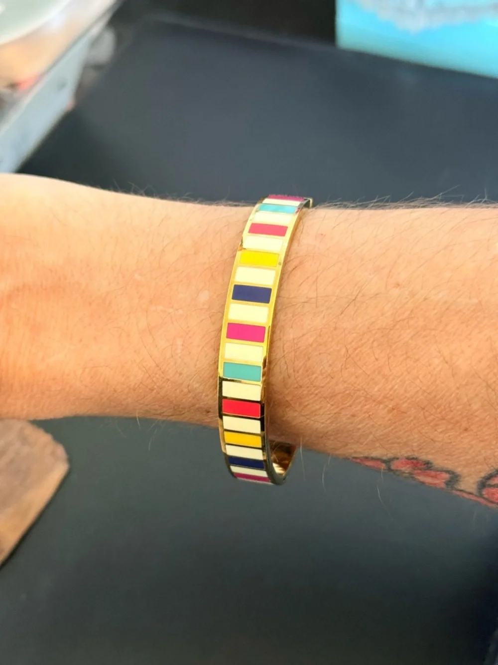 Kate Spade How Do You do Rainbow Stripe bangle bracelet - Picture 5 of 7